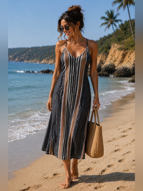 Rip Curl Dresses & Skirts - Rip Curl Golden Days Boho Beachy Striped Dress sz S